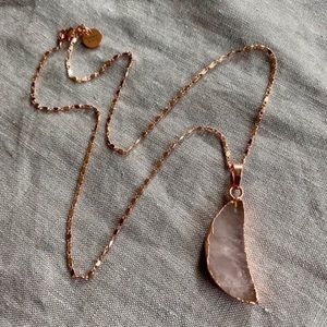 Rose gold rose quartz moon necklace